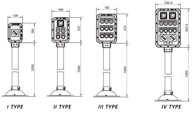 Dimensions and Specifications of Explosion-Proof Operation Column - Technical Specifications - 2